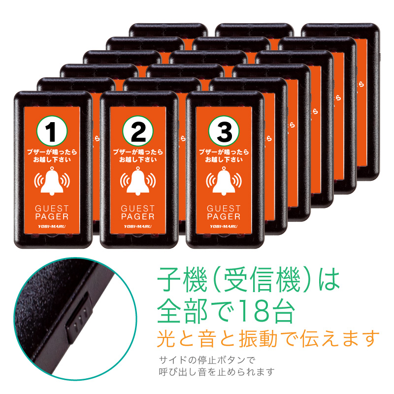 YOBI-MARU 無線呼び出しベル 18個セット 呼び丸 スクエア18（GPYS-18） - Funkstrading 株式会社ファンクス